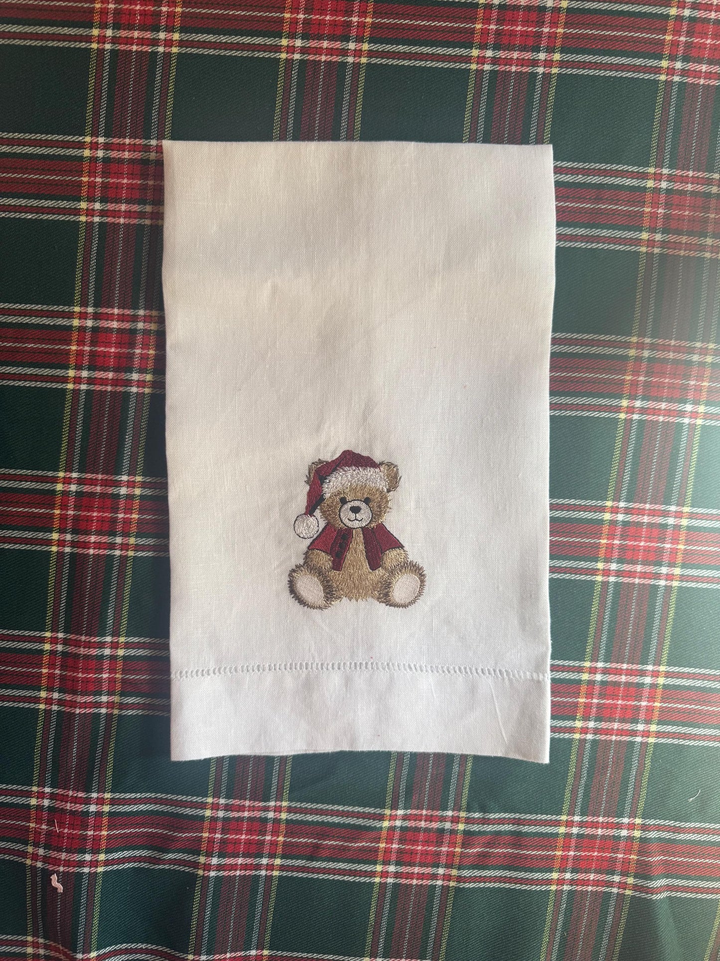 Christmas Bear Embroidered Hand Towel