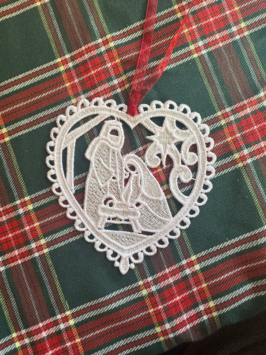 Heart Nativity Ornament